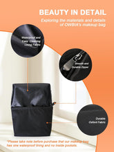 OWBIA Make up Bag with Zipper, Portable Wash Bag for Travel (Large, Black)